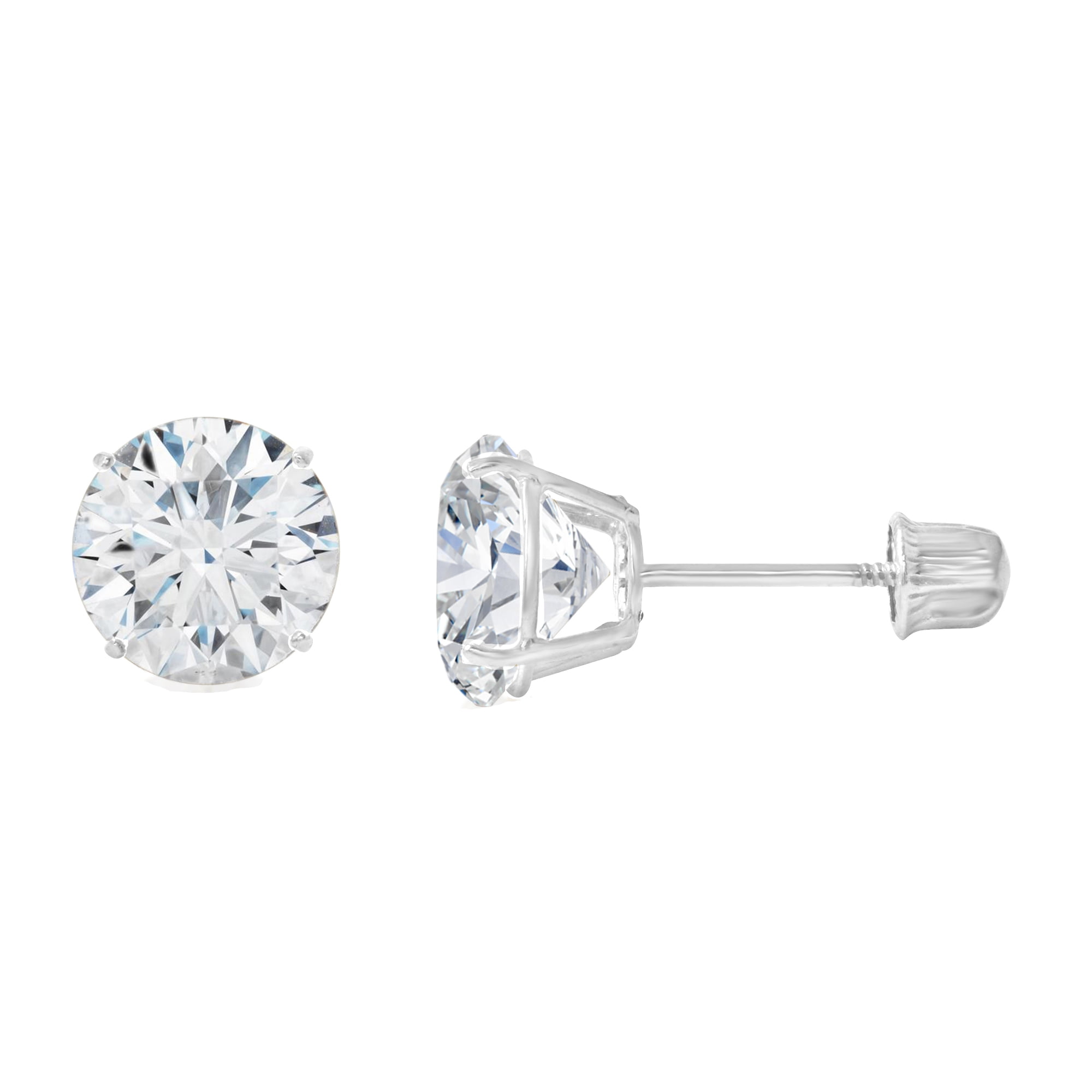 14K Solid Gold Solitaire Stud Earrings 6mm