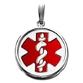 thumbnail image 1 of 14K White Gold Round W/ Bezel Medical Pendant W/ Red Enamel - 3/4 Inch X 3/4 Inch, 1 of 1