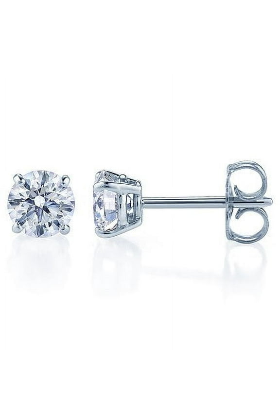 14K White Gold Round brilliant I2 Clarity Diamond Stud Earrings 1/2 ct.