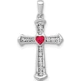thumbnail image 1 of 14K White Gold Ruby And Diamond Heart Cross Pendant (26 X 15) Made In India pm5272-ru-020-wa, 1 of 5