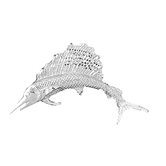 14K White Gold Sailfish Pendant - 46 mm