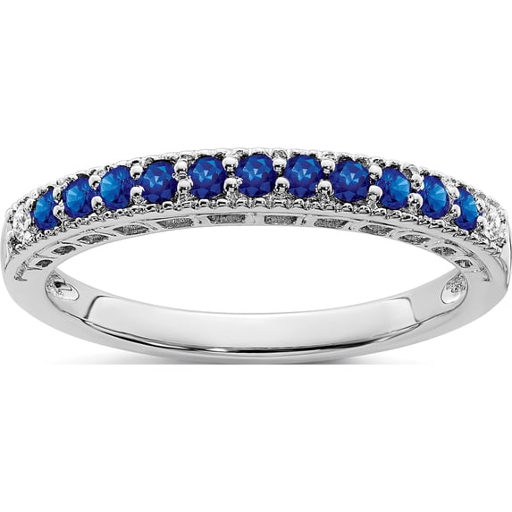 14K White Gold Sapphire And Diamond Bandsize 7 (Width 2.1 To 2.6) - Jbsp