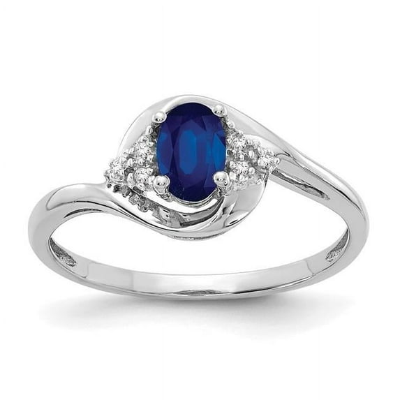 14K White Gold Sapphire & Diamond Ring - Size 7
