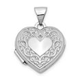 thumbnail image 1 of 14K White Gold Scroll Pattern Heart Locket Pendant, 1 of 10