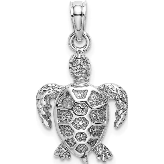 14K White Gold Sea Turtle Charm (22 X 13) Made In United States k3309w