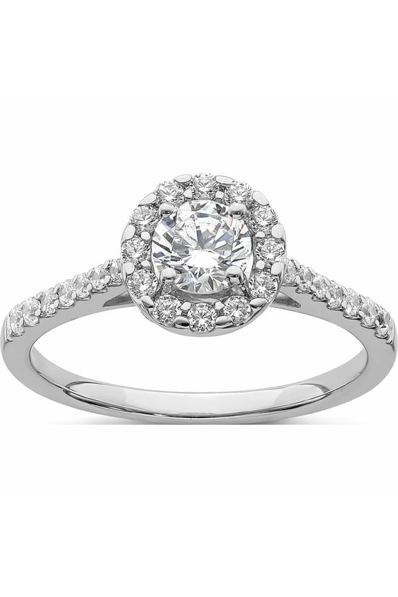 14K White Gold Semi-Mount Diamond Halo Engagement Ring (Size 7) Made In India -Jewelry By Sweet Pea