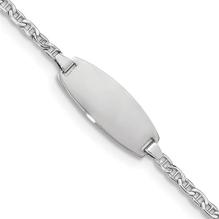14K White Gold Semi-solid Oval Anchor ID Bracelet