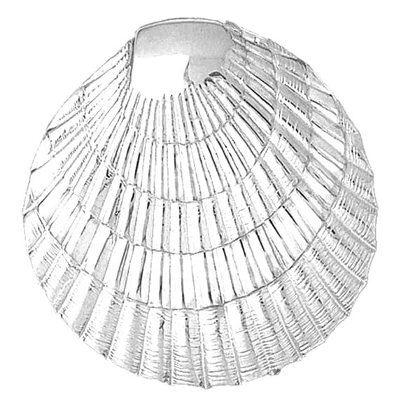 14K White Gold Shell Pendant - 44 mm