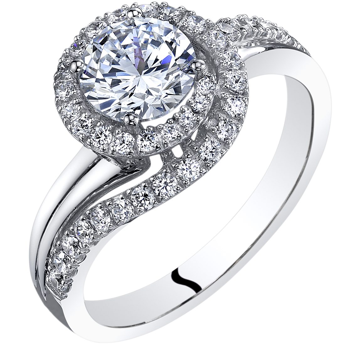 14K White Gold Simulated Diamond Engagement Ring 1.00 Carat Center Bypass Style Sizes 4 10 Walmart