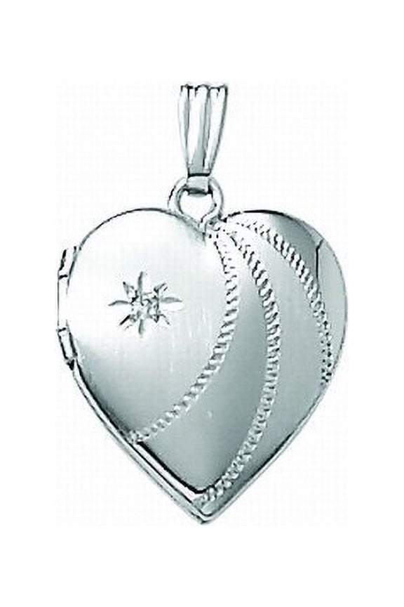 14K White Gold Small Heart Locket - 1/2 Inch X 1/2 Inch Solid 14K White Gold