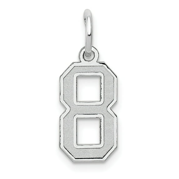 14K White Gold Small Satin Number 8 Charm Pendant