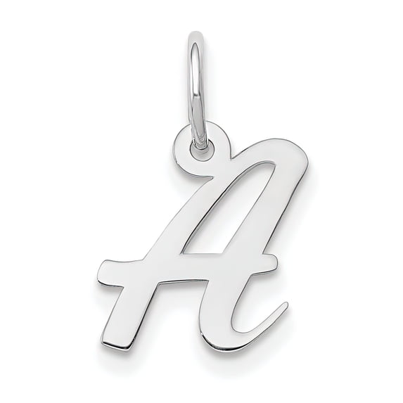 14K White Gold Small Script Initial Letter A Charm