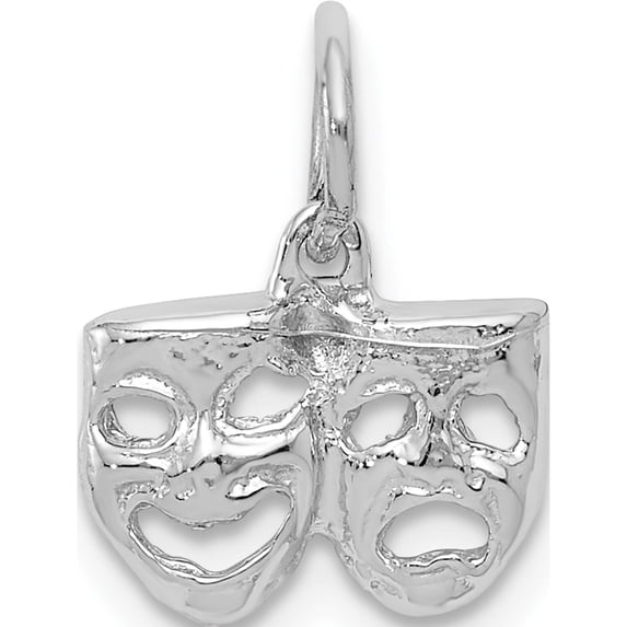 14K White Gold Solid Comedy/Tragedy Charm (7 X 10) Made In United States k954