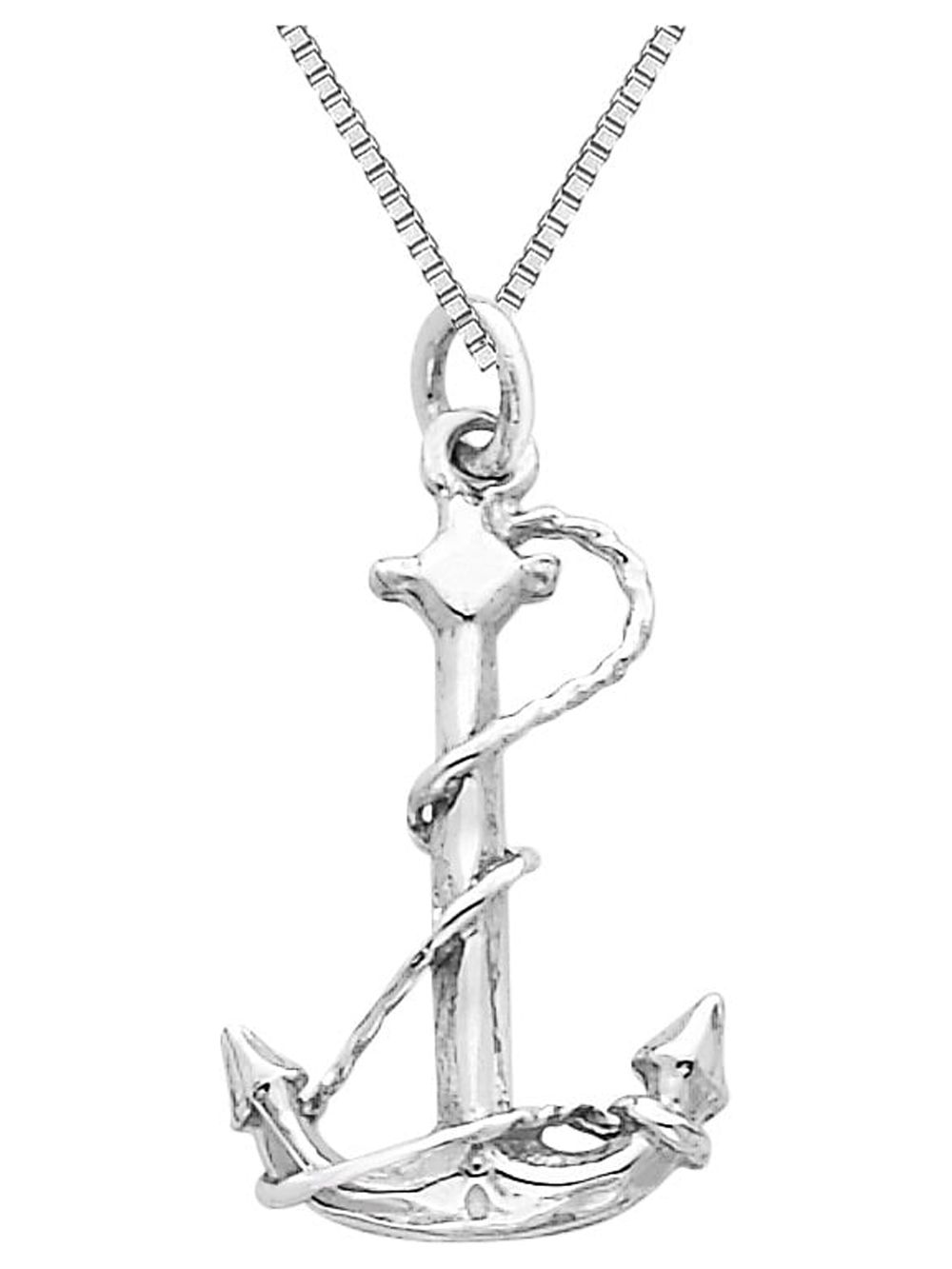 GEM AND HARMONY 14k White Gold Solid Polished 3-D Anchor Charm