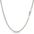 thumbnail image 1 of 14K White Gold Solid Wheat 2mm Chain, FREE Microfiber Cloth, Round Braided Spiga Link Mens Womens Necklace, Giorgio Bergamo 16, 1 of 7