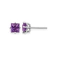 thumbnail image 1 of 14K White Gold Solitaire Princess Cut 5mm Amethyst Earrings 1.00 Carat (Ctw) for Women, 1 of 4