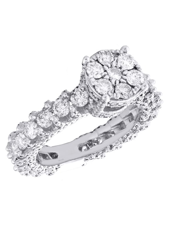 14K White Gold Solitaire Round Diamond Eternity Cathedral Engagement Ring 3.5 Ct