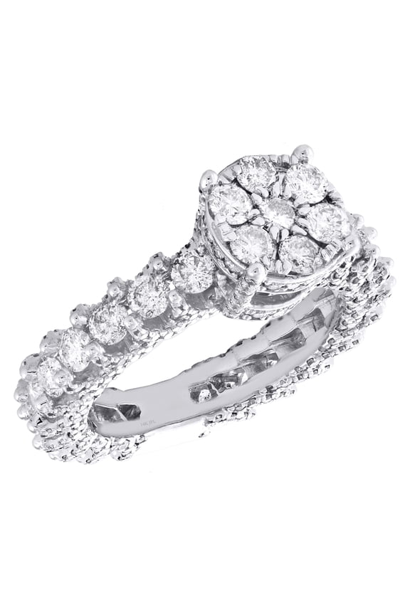 14K White Gold Solitaire Round Diamond Eternity Cathedral Engagement Ring 3.5 Ct