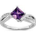 thumbnail image 1 of 14K White Gold Square Amethyst And Diamond Ringsize 7 (Width 1.7 To 4.7) - Jbsp, 1 of 5