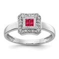thumbnail image 1 of 14K White Gold Square Design Ruby & Diamond Ring - Size 6, 1 of 1