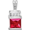 thumbnail image 1 of 14K White Gold Square Ruby And Diamond Pendant (Width 6) (Length 13.7) - Jbsp, 1 of 5