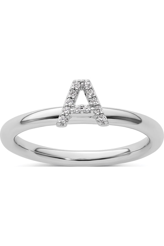 14K White Gold Stackable Diamond Initial A Ringsize 7 - Jbsp