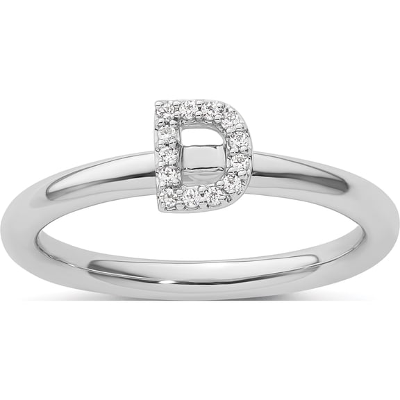 14K White Gold Stackable Diamond Initial D Ringsize 7 - Jbsp