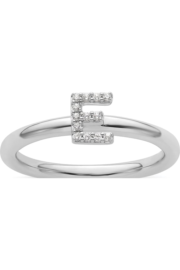 14K White Gold Stackable Diamond Initial E Ringsize 7 - Jbsp