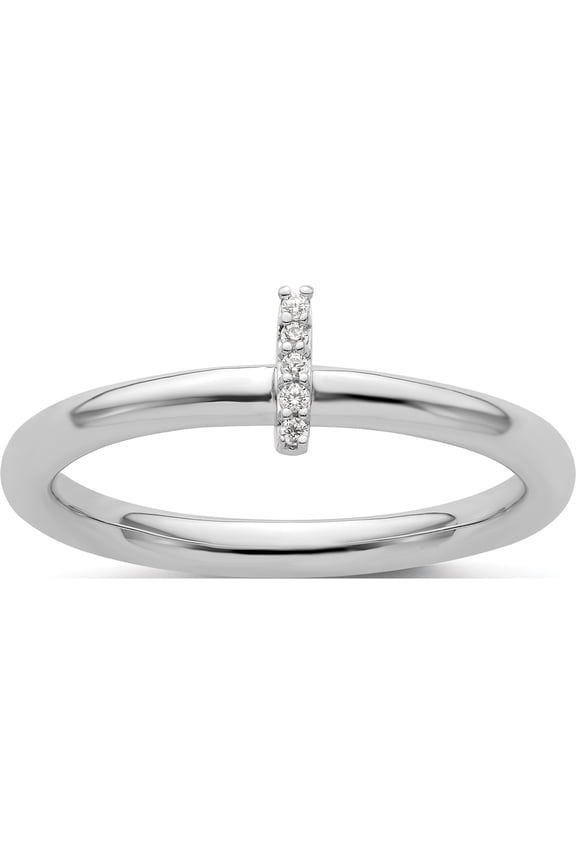 14K White Gold Stackable Diamond Initial I Ringsize 7 - Jbsp
