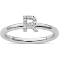 thumbnail image 1 of Jewelry by Sweet Pea 14K White Gold Stackable Diamond Initial R Size 7 Ring, 1 of 5