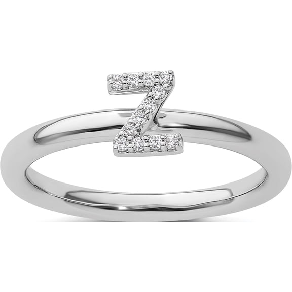 14K White Gold Stackable Diamond Initial Z Ringsize 7 - Jbsp