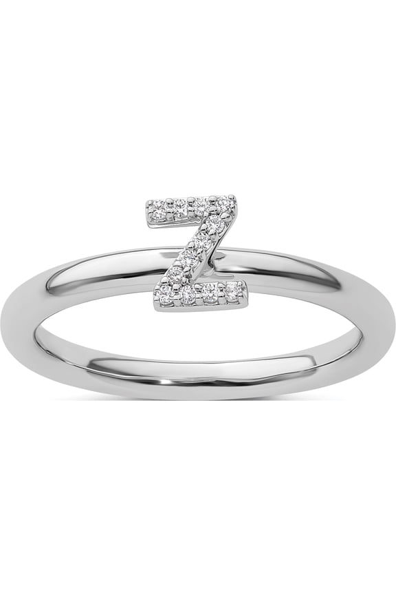 14K White Gold Stackable Diamond Initial Z Ringsize 7 - Jbsp