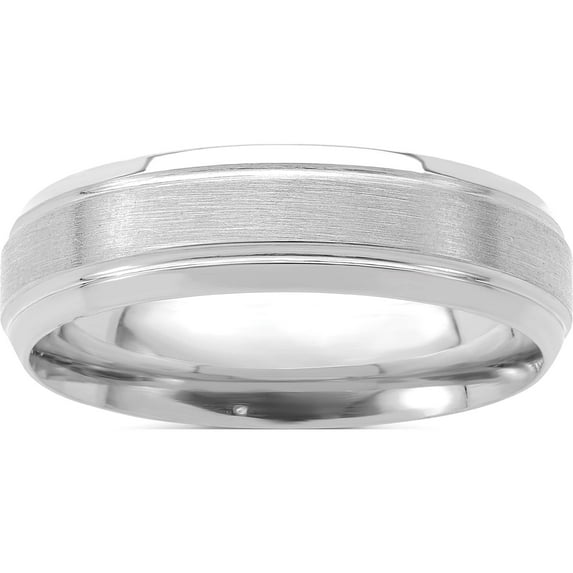 14K White Gold Standard Comfort Fit Brush Satin Fancy Band (Size 10.5) Made In United States wb103s-10.5