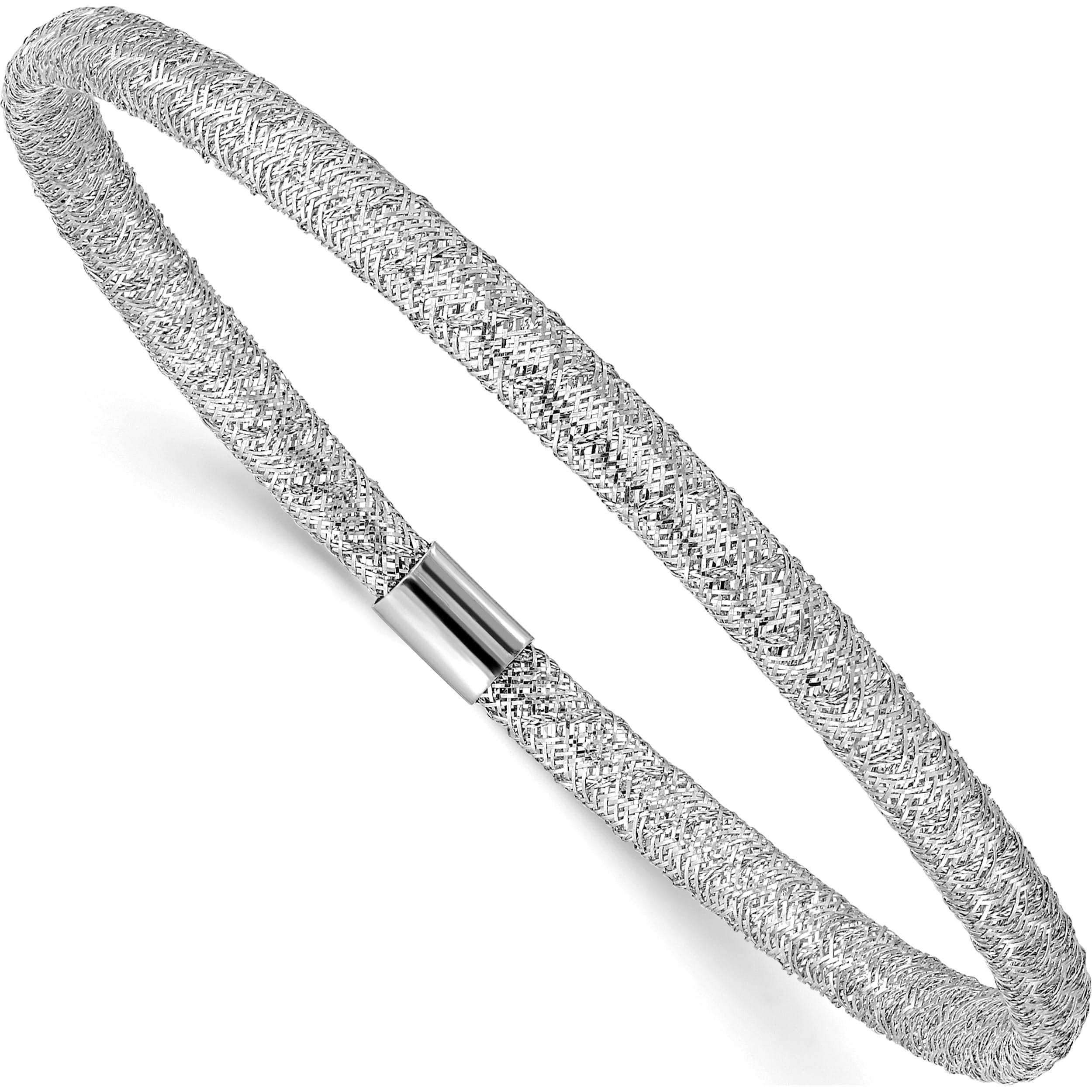 SWEET PEA JEWELLERY 14K White Gold Stretch Mesh Bracelet (Width 4) - Jbsp