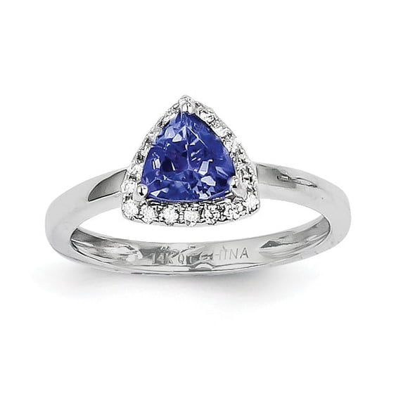 14K White Gold Tanzanite Diamond Ring Size 7