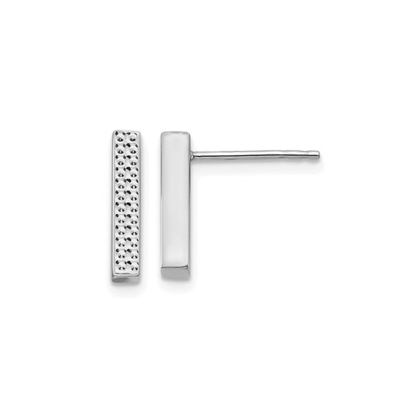 Gem & Harmony 14K White Gold Textured Bar Stick Post Earrings for Women