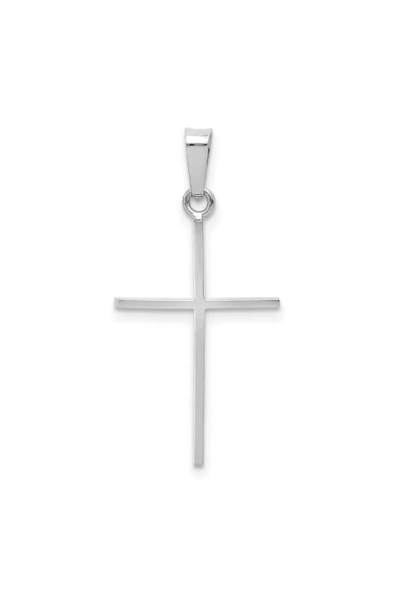 14K White Gold Thin Cross Pendant, Minimalist Design