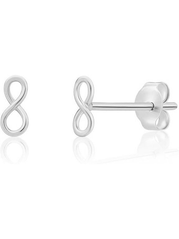 14K White Gold Tiny Infinity Stud Earring for Earlobe and Cartilage Piercing