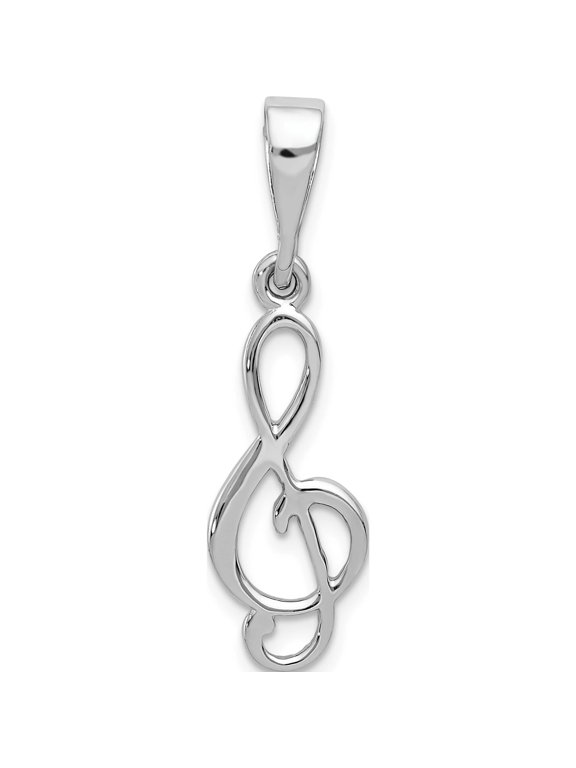 14K White Gold Treble Clef Pendant