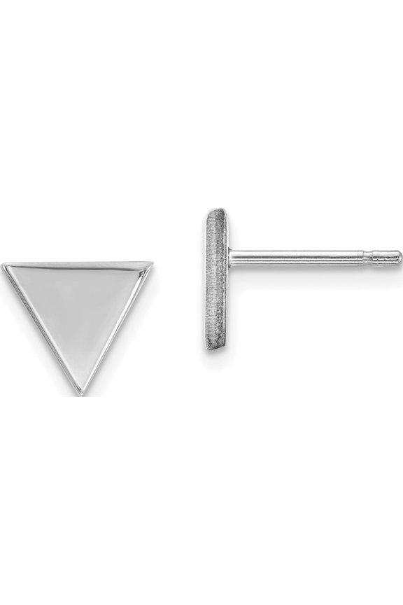 14K White Gold 8mm Triangle Post Earrings