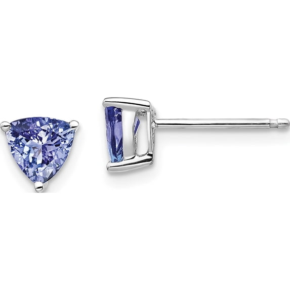 14K White Gold Trillion Tanzanite Post Earrings (6 X 6) Made In India xe2516tz