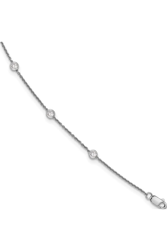 14K White Gold True Origin Lab Grown Diamond Vs/Si, D E F, Rolo Station Br (7 X 1.2) Made In India pm1008-040-wld-7