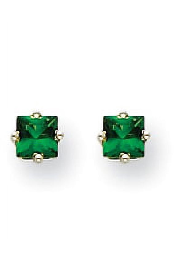 14K White Gold Tsavorite Post Earrings (5 X 5) Made In India xe60wts-b