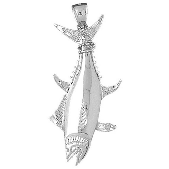 14K White Gold Tuna Pendant - 55 mm