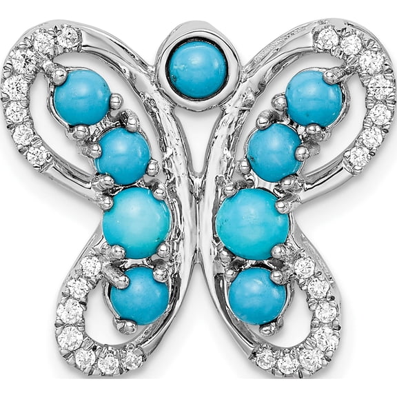 Jewelry by Sweet Pea 14K White Gold Turquoise and White Topaz Butterfly Chain Slide