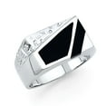 thumbnail image 1 of 14K White Gold Twin Black Onyx Trapezoid Beaten Gold finish 11 mm wide Men’s Ring (RS 9), 1 of 1