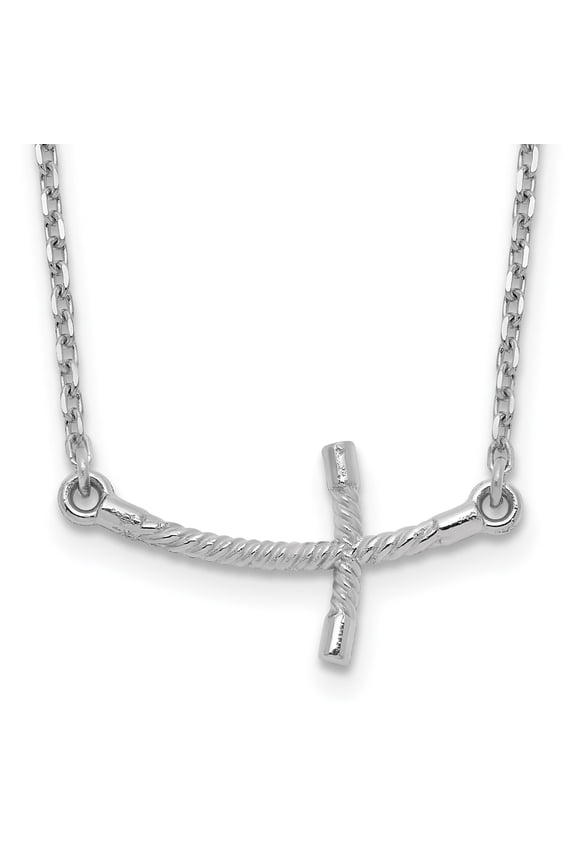 14K White Gold Twist Cross Pendant Necklace for Men and Women with Sleek Modern Design and Polished Finish Spiritual Faith Jewelry for Daily Wear