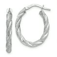 thumbnail image 1 of 14K White Gold Twisted Textured Oval Hoop Earrings, 1 of 1