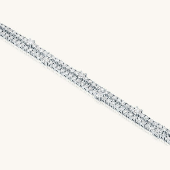 14K White Gold Two Line Diamond Tennis Bracelet | Everyday Jewelry for Women | 7 Inch | VS1 Clarity | 4.3 CT TW
