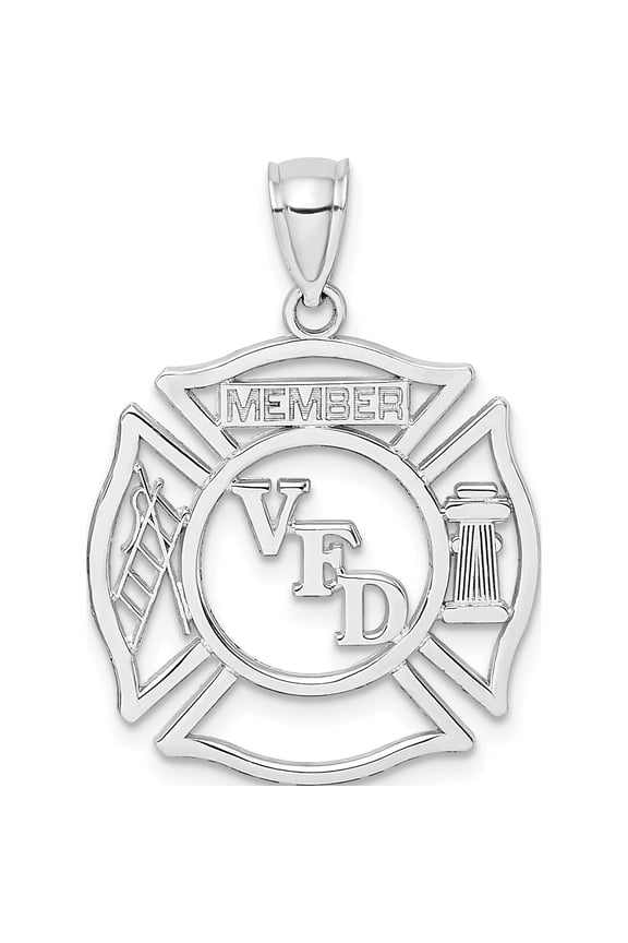 14K White Gold Vfd Member Shield Charm (20.8 X 20.8) Made In United States k2849w